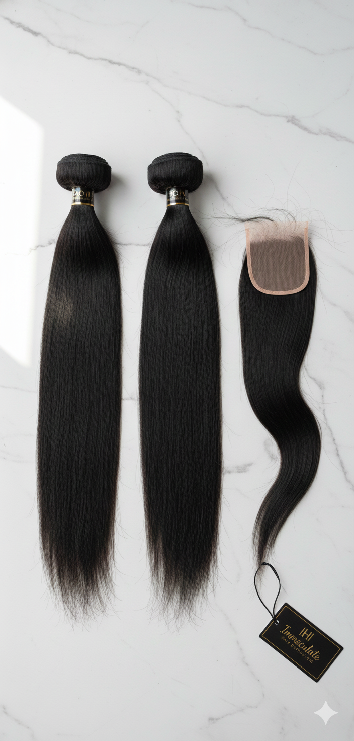 Malaysian virgin 5x5 lace closure straight hair extension black color
