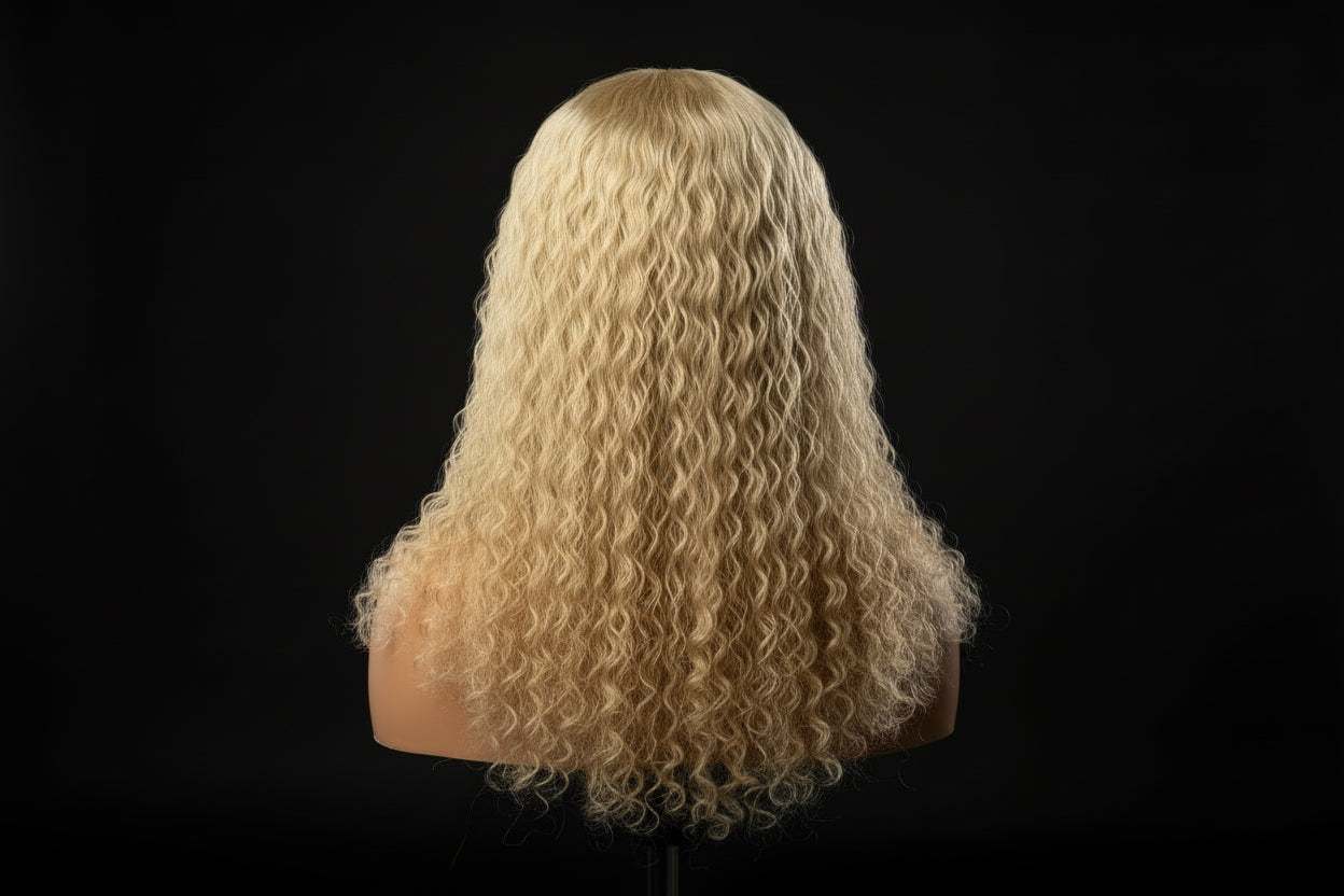 613 Virgin Unit Burmese curly hair with 250% density and vibrant blonde finish