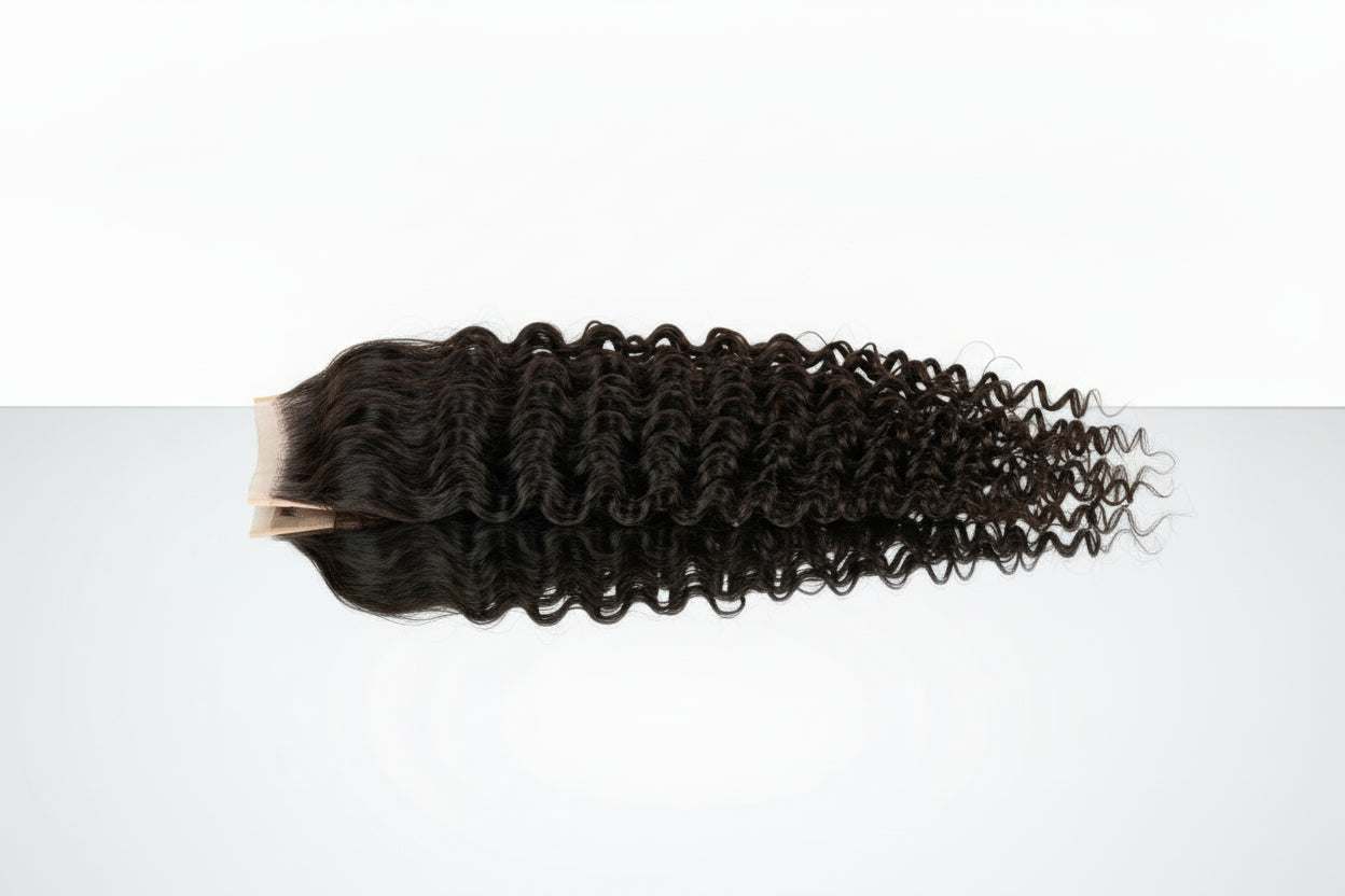 Malaysian virgin hair closure deep wave 5x5 lace closure natural black tangle-free