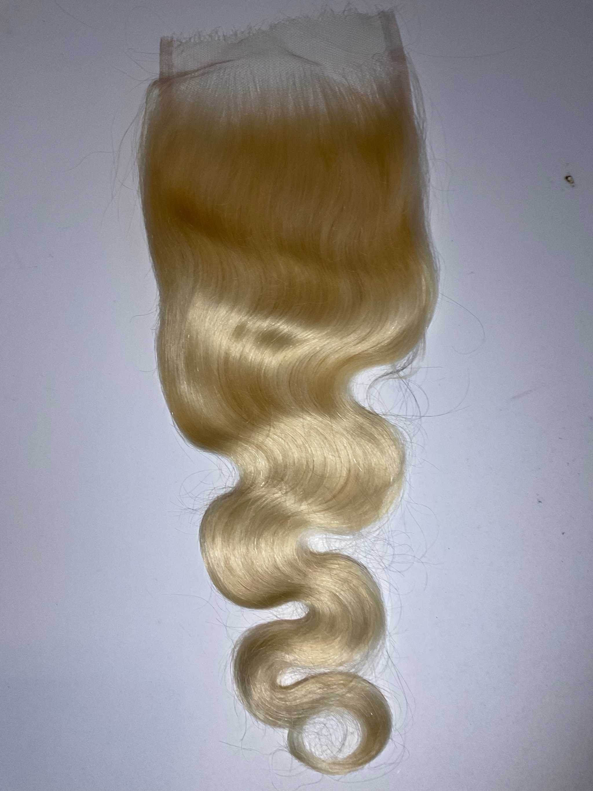 613 5x5 Body Wave Closure in vibrant blonde with soft, flowing waves made from 100% premium human hair