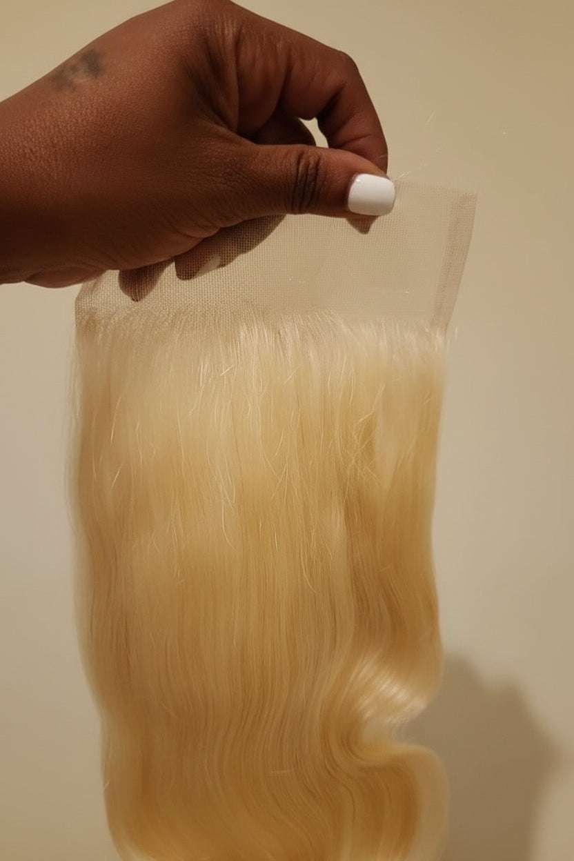 613 5x5 Closure premium blonde body wave hair with soft texture and natural shine