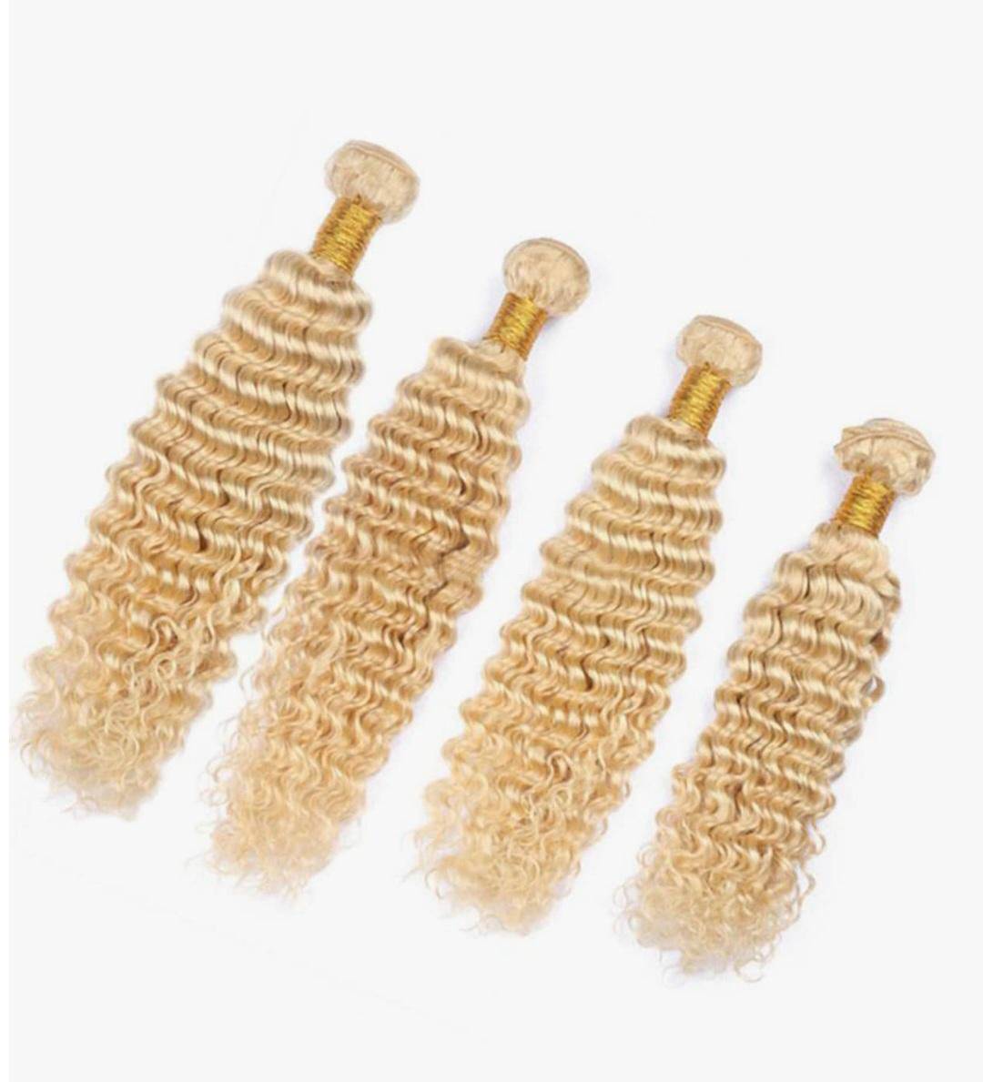 Deep wave 613 blonde hair bundle extensions, Brazilian virgin human hair, 14-30 inch options available.