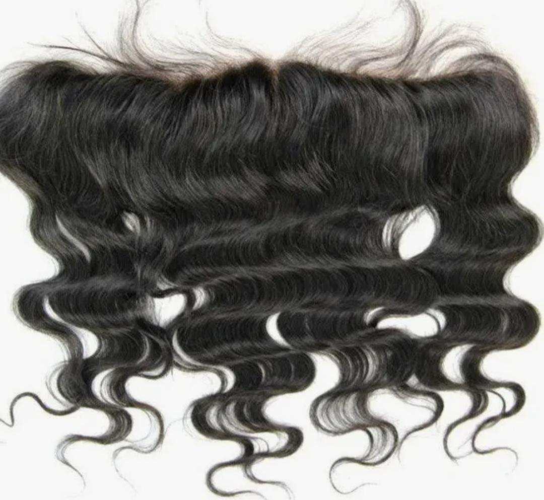 Malaysian Virgin 13x4-13x6 Frontal with natural body wave pattern and flawless hairline
