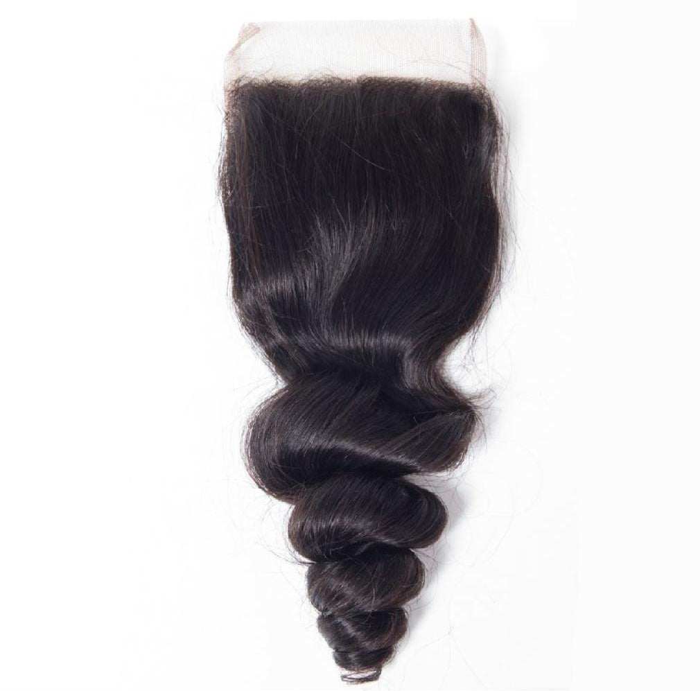 Closure Loose Wave 4x4 HD lace front in natural black, 100% virgin human hair Closure - Loose Wave