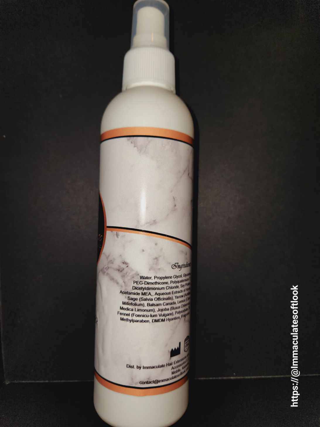 PURE ELEGANCE HAIR CARE bottle with detailed ingredient list on label.