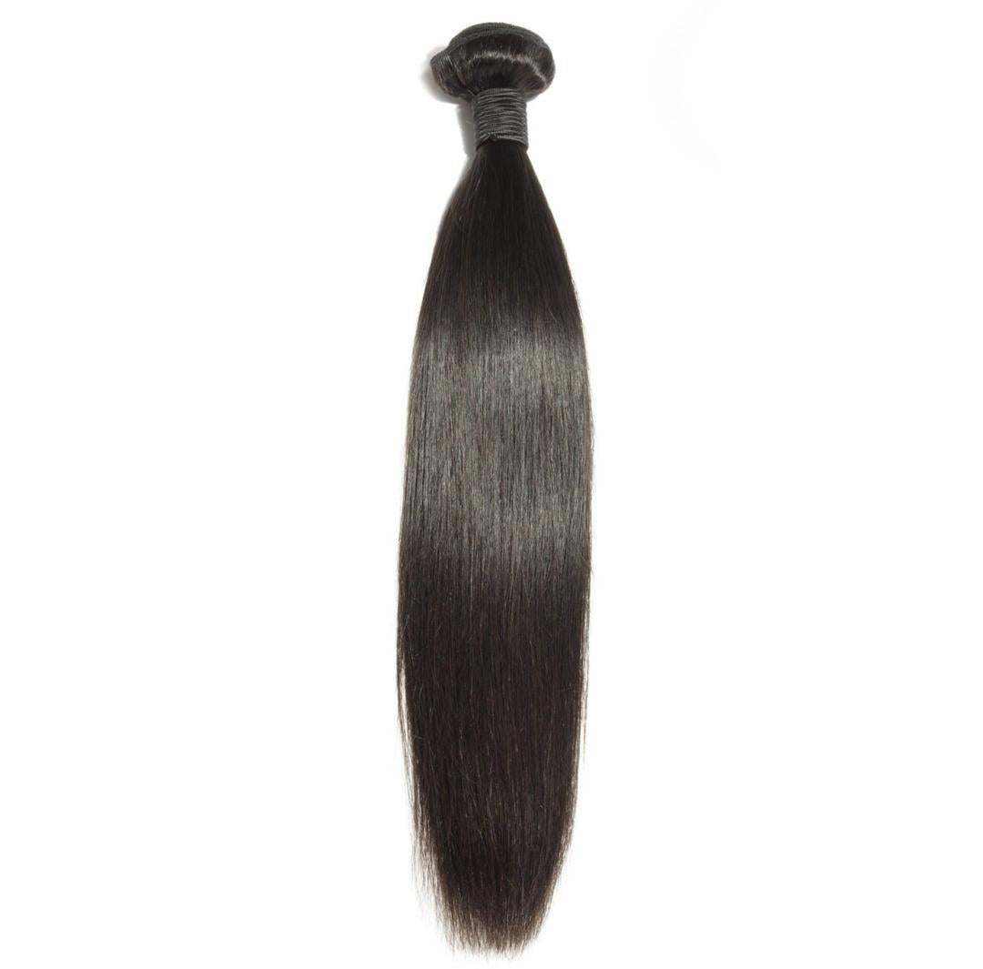 Straight hair bundle extensions in various lengths with soft, natural texture and premium human hair quality