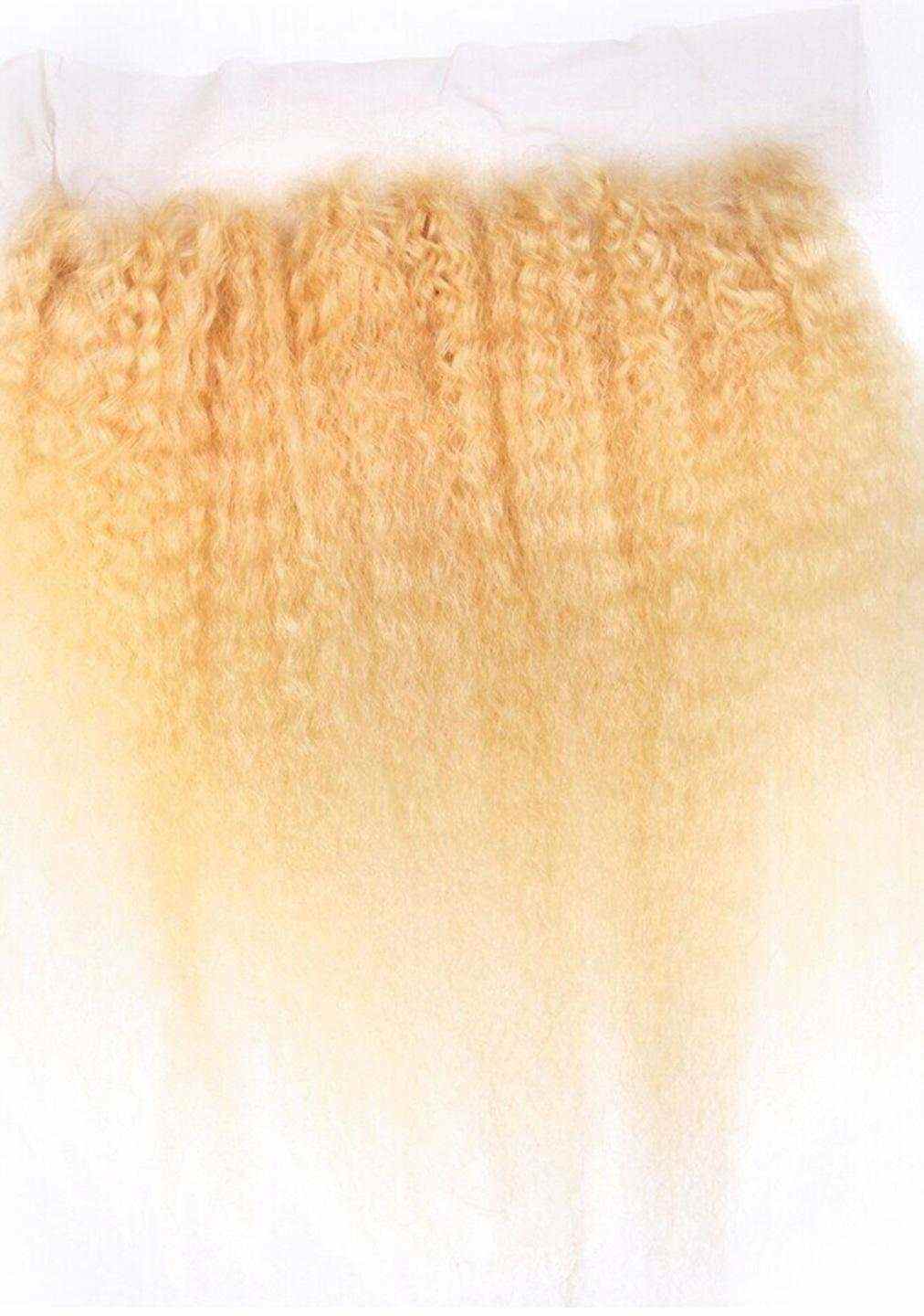 Blonde 613 kinky hair frontal with lace base Frontal - 613
